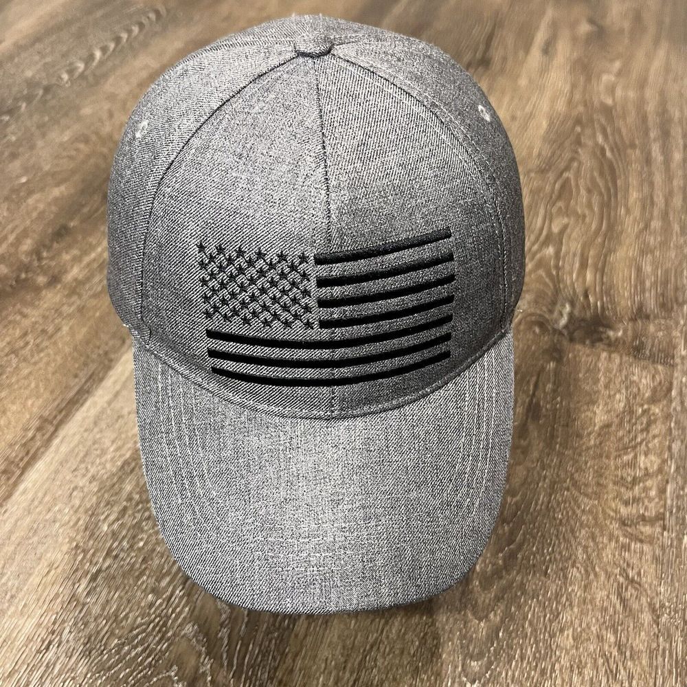 USA Flag Snapback Hat Gray Black Military Army Trucker Embroidered Patch Logo